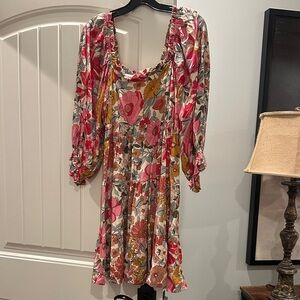 JODIFL Vibrant Floral Long Sleeve Dress